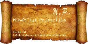 Mihályi Priszcilla névjegykártya